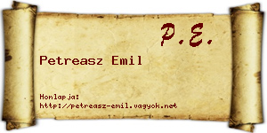 Petreasz Emil névjegykártya