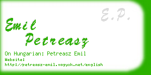 emil petreasz business card